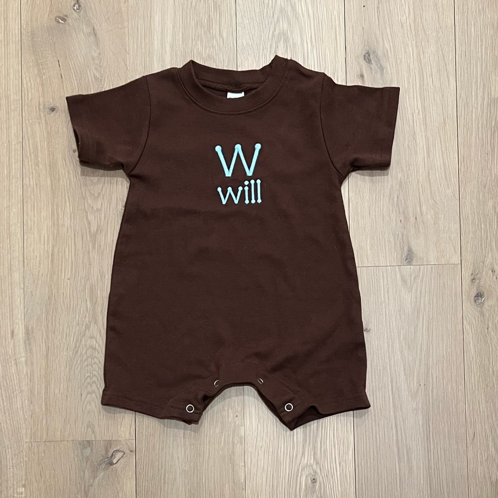 Monogrammed W Will Baby Boys Romper Shorts One Piece Jon Jon Shortall 6-12 month - Picture 10 of 10